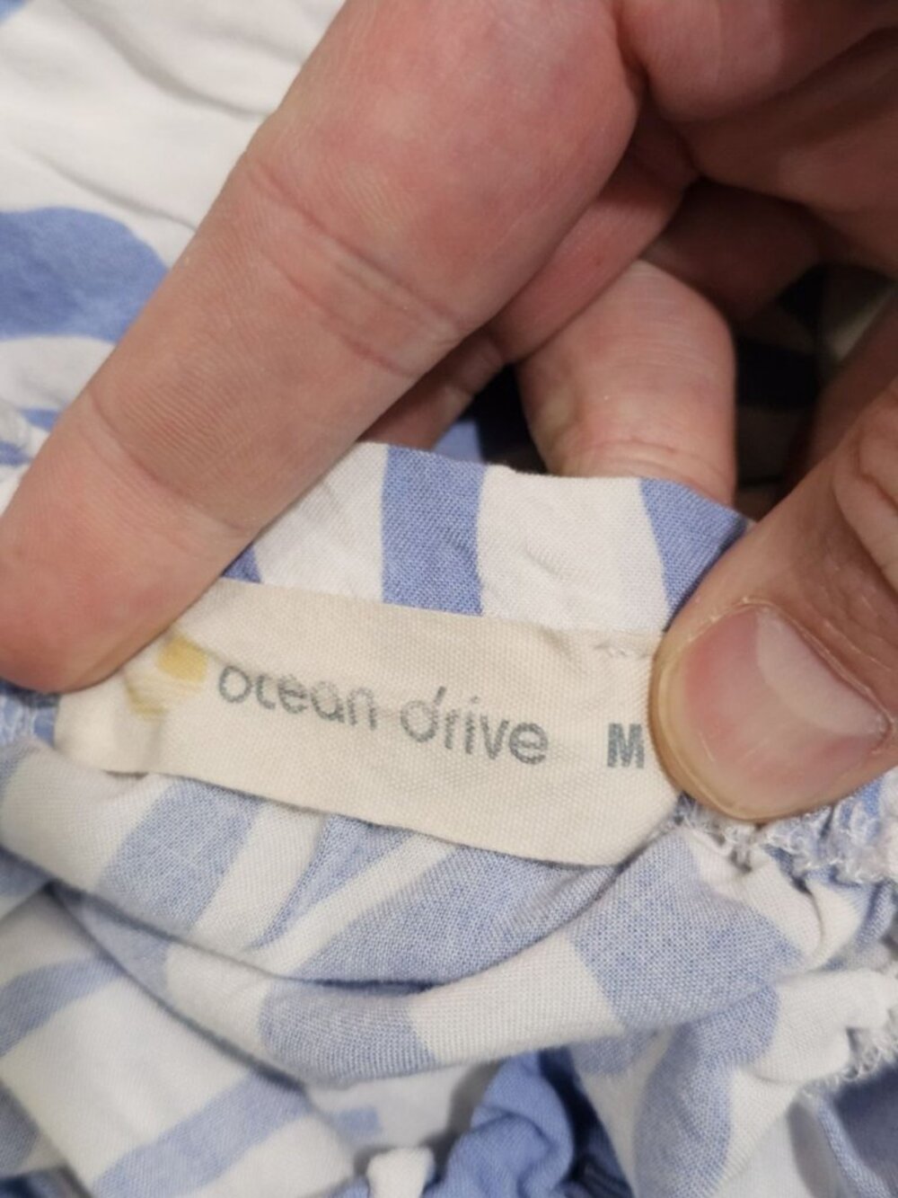 Ocean Drive Women Medium Blue White Tropical Leaf Print Mini Sundress Retro Y2K - Picture 4 of 7